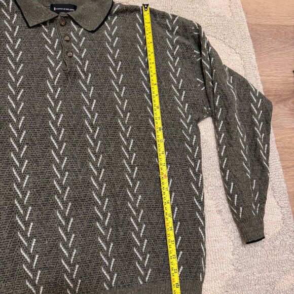 Vintage Conte di Milano Gray Chevron Sweater, Size L - Picture 7 of 8